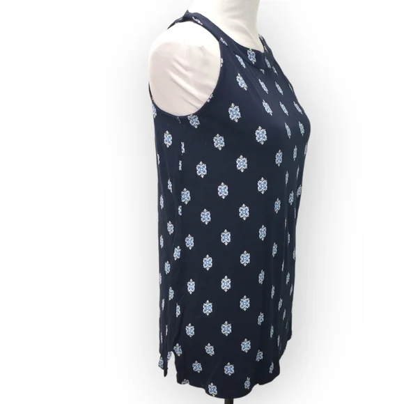 J. Jill Halter Neckline Sleeveless Tunic Navy Tile Print Size Small Petite - Picture 4 of 8
